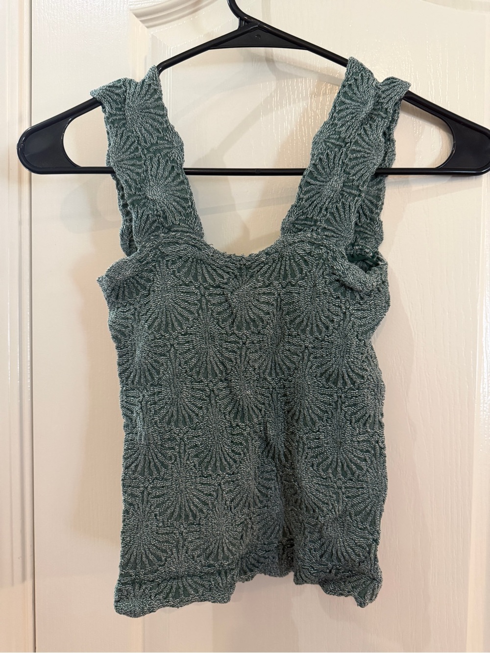 2 Free People Textured Knit Tanks - Green and Gray